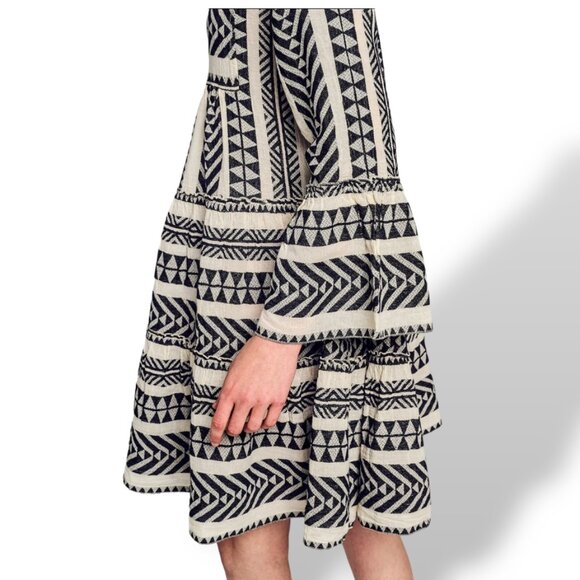 Devotion Twins Ella embroidered tiered ethnic bell sleeves boho hippie dress M - Picture 4 of 16